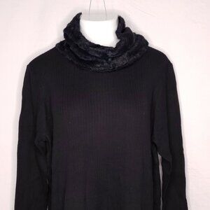 Apt. 9 Size XXL Asymmetrical Sweater Removable Plush Infinity Scarf Black Women